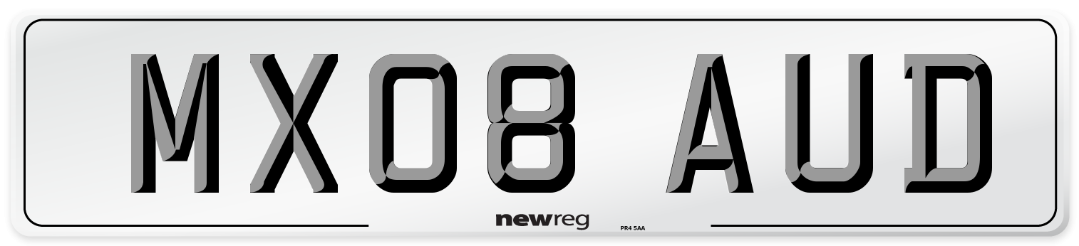 MX08 AUD Number Plate from New Reg